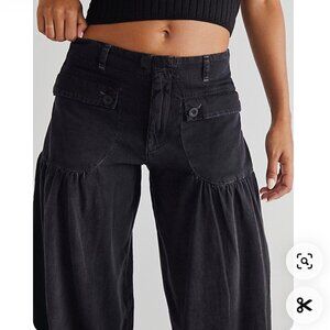 Free People Black Denim Lotus Pants Size Small